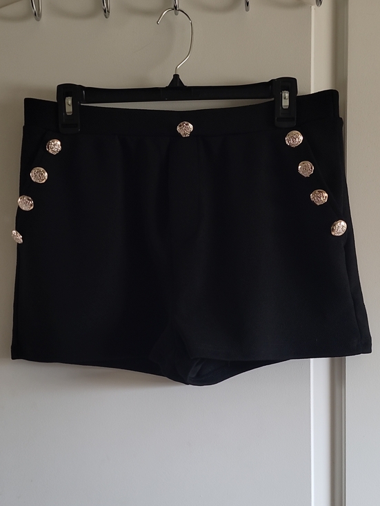 SHEIN Pants - SHEIN Black Sailor Shorts with Decorative Jewel Buttons